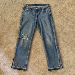 GAP 90s Loose Jeans | Mid Rise | Size 31 / 12R | Distressed Raw Split Hem